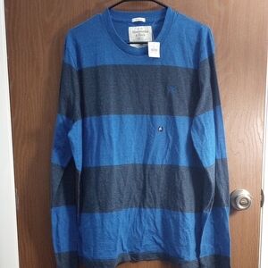 Abercrombie & Fitch Blue and Black Striped Pullover